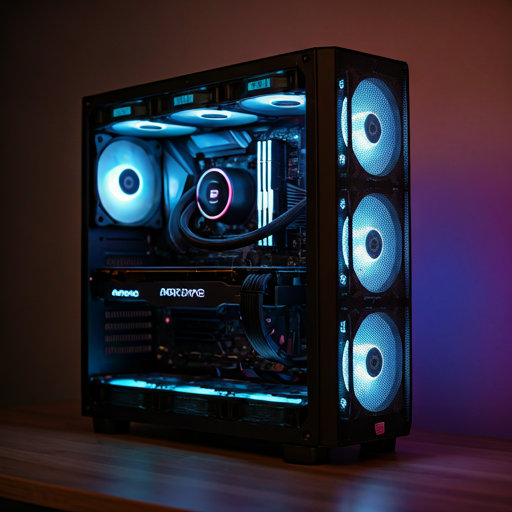 High-end custom PC build with neon lighting